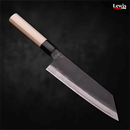 Bunka Blue Steel #1 Kurouchi Buffalo Magnolia Handle 190mm - Lewis Knife