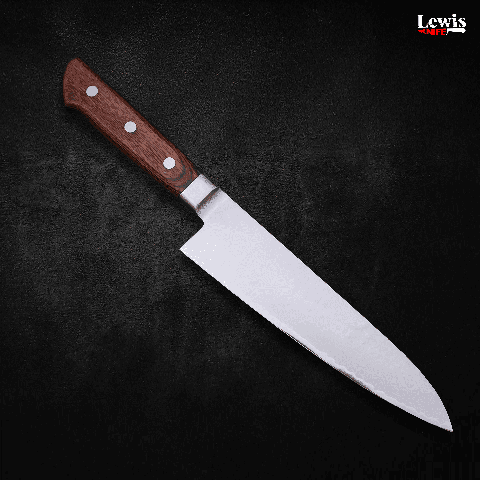 Gyuto knife VG-5 Tsuchime Western Handle 210mm - Lewis Knife