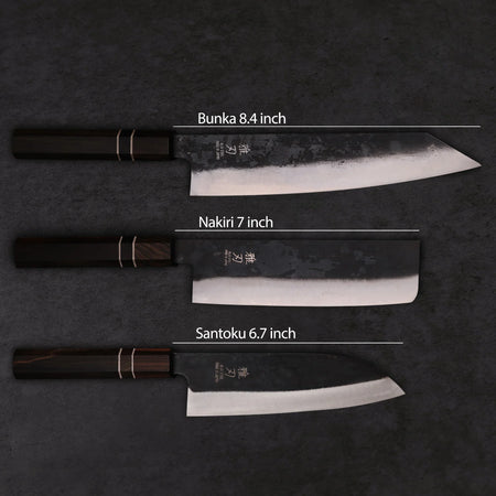3-Piece Blue Steel Ebony Wood Essential Set - Lewis Knife