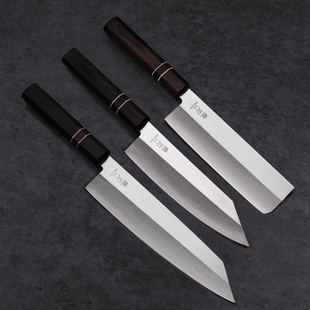3-Piece VG-10 Ebony Wood Handle Knife Set