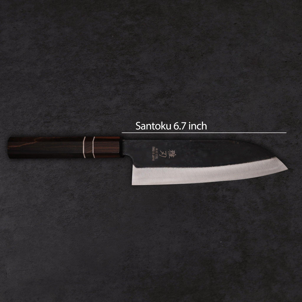 Santoku Blue Steel Ebony Wood Handle 170mm - Lewis Knife