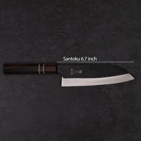 Santoku Blue Steel Ebony Wood Handle 170mm - Lewis Knife
