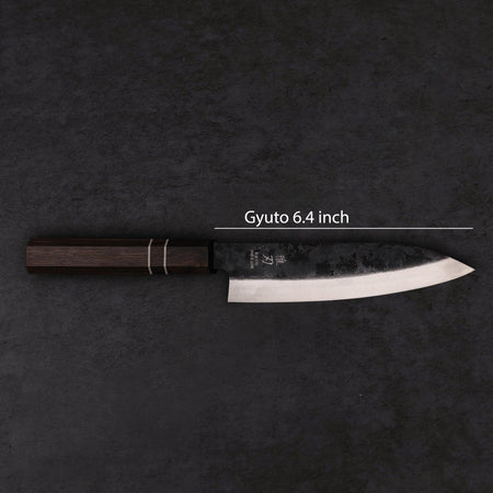 Gyuto Blue Steel Ebony Wood Handle 165mm - Lewis Knife