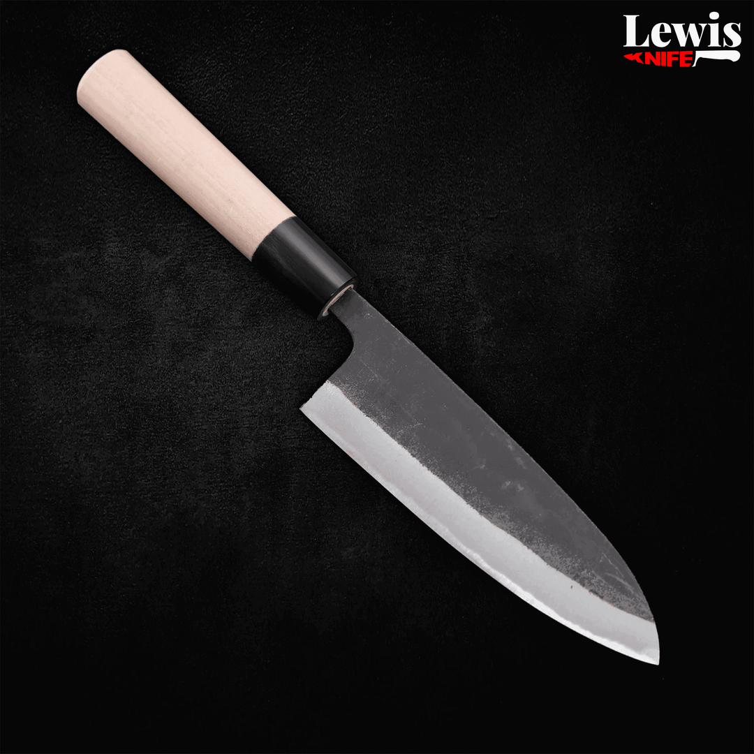 Santoku White Steel #2 Kurouchi 150mm - Lewis Knife