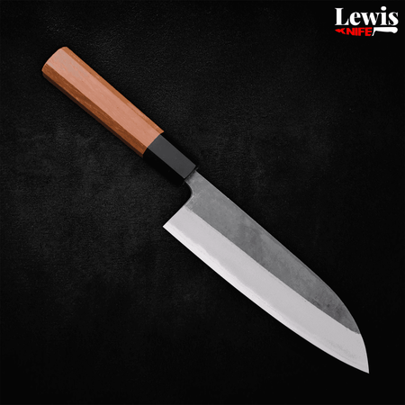 Santoku Blue Steel #2 Kurouchi 165mm - Lewis Knife