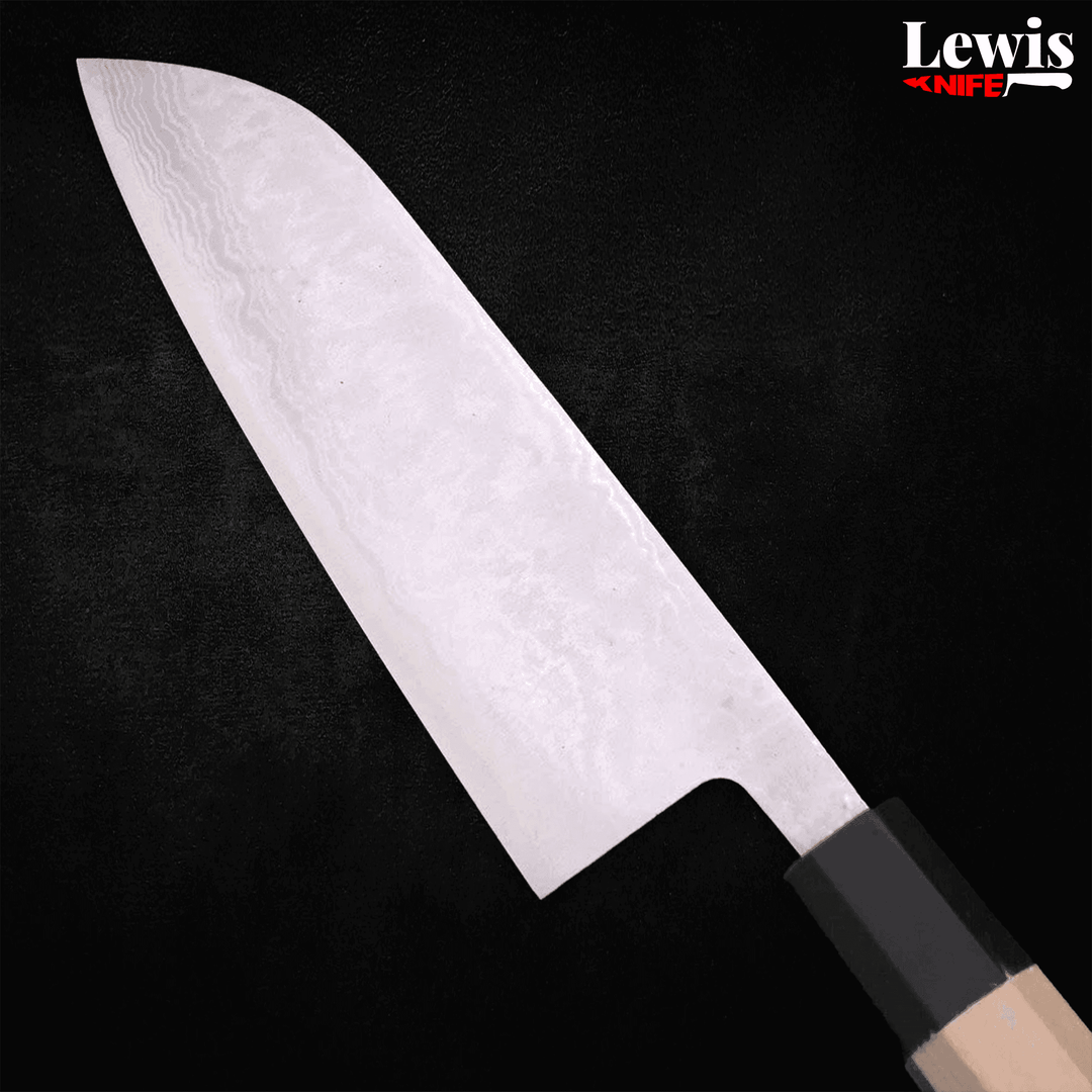 Santoku Blue Super Damascus 165mm - Lewis Knife