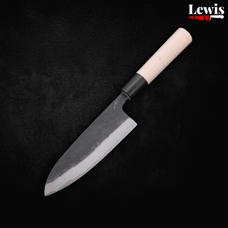 Santoku White Steel #2 Kurouchi 150mm - Lewis Knife
