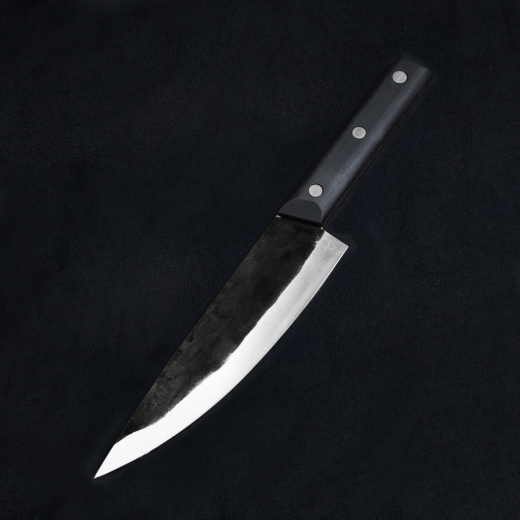 Slicer Chef Knife Carbon Steel #2 Black Ebony Wood Handle 182mm