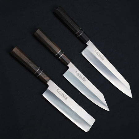3-Piece VG-10 Ebony Wood Handle Knife Set - Lewis Knife