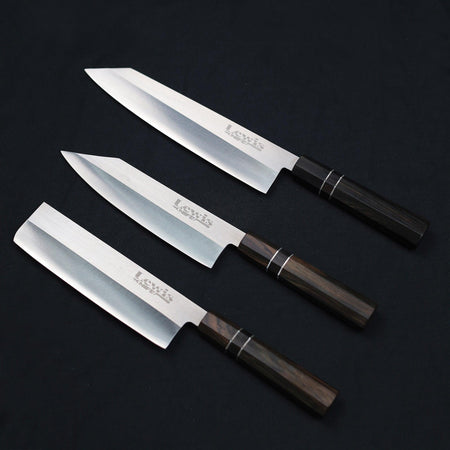3-Piece VG-10 Japanese Knife Set #2 Black Ebony Wood Handle - Lewis Knife