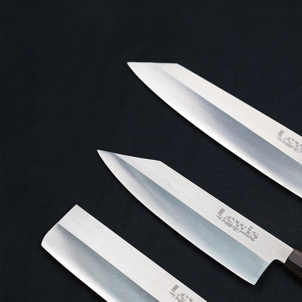 3-Piece VG-10 Japanese Knife Set #2 Black Ebony Wood Handle - Lewis Knife
