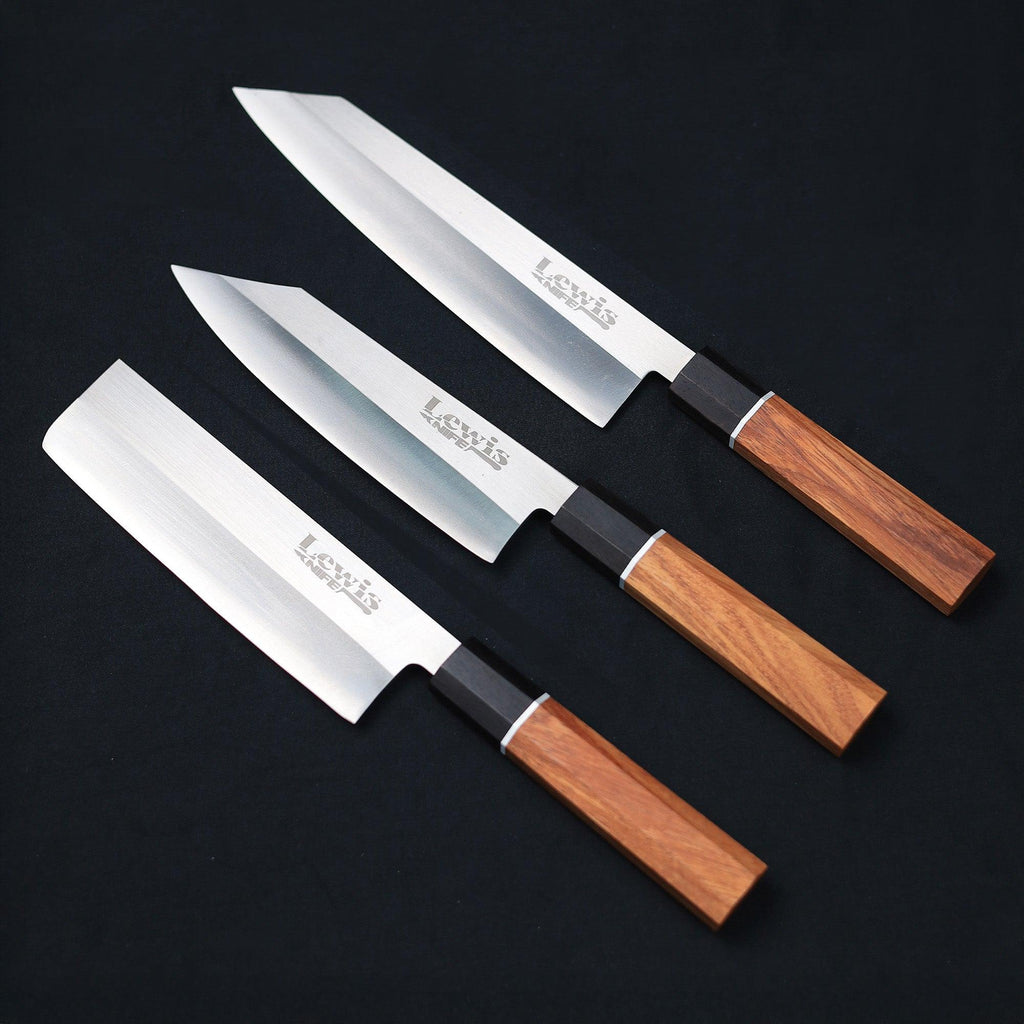 3-Piece VG-10 Japanese Knife Set #1 Ebony Wood Handle - Lewis Knife