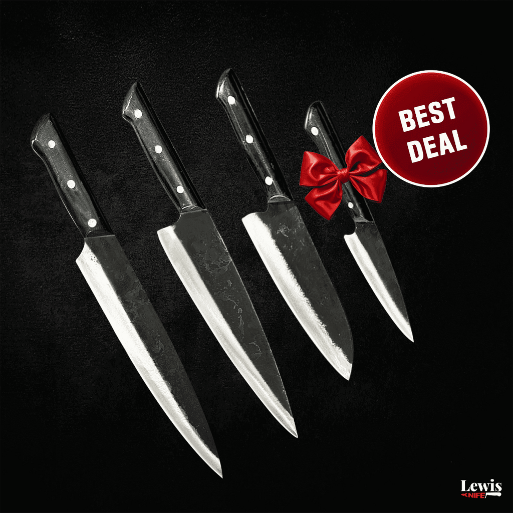 4-Piece Premium Handcrafted Chef Knife Set with Western-Style Handle - Lewis Knife