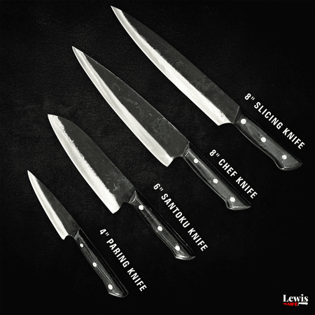 4-Piece Premium Handcrafted Chef Knife Set with Western-Style Handle - Lewis Knife