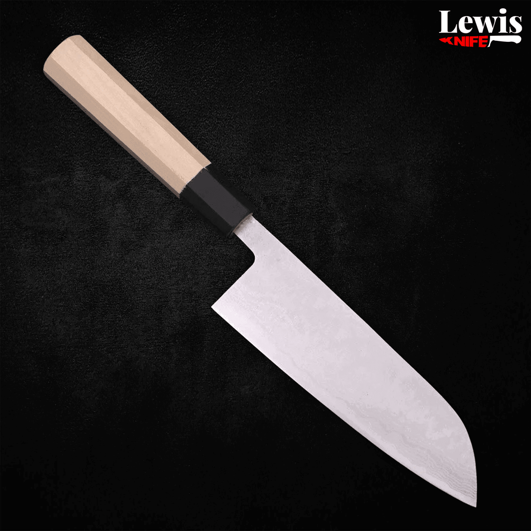 Santoku Blue Super Damascus 165mm - Lewis Knife