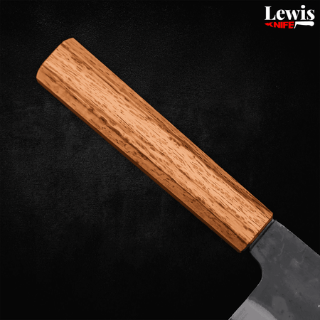 Bunka Blue Steel #1 Kurouchi Stainless Clad Oak Handle190mm - Lewis Knife