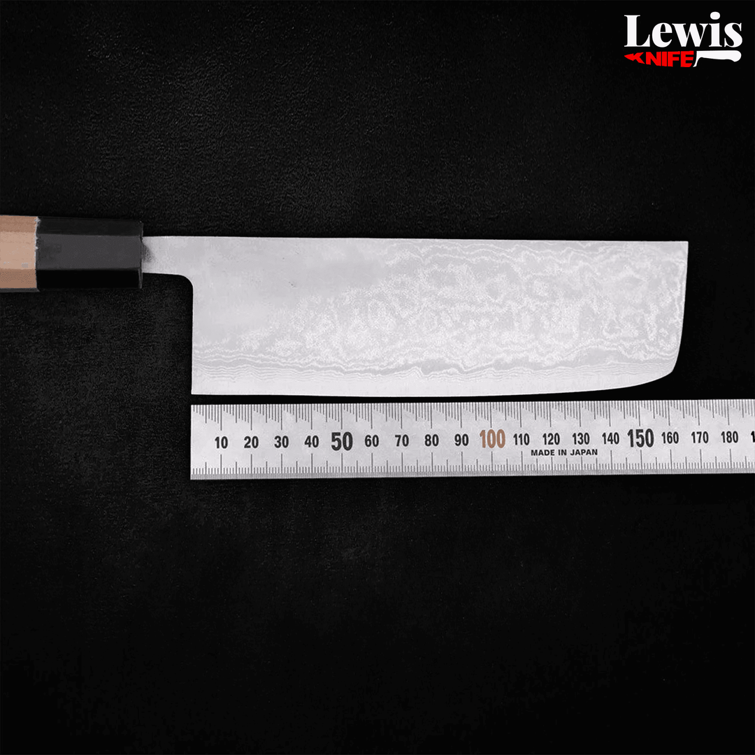 Nakiri Blue Super Damascus 165mm - Lewis Knife