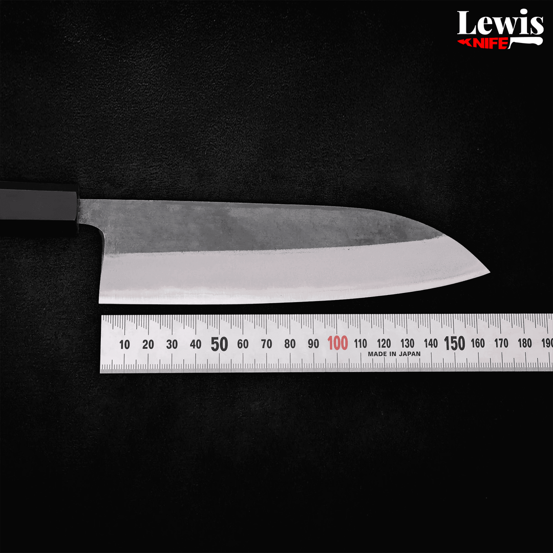 Santoku Blue Steel #2 Kurouchi 165mm - Lewis Knife