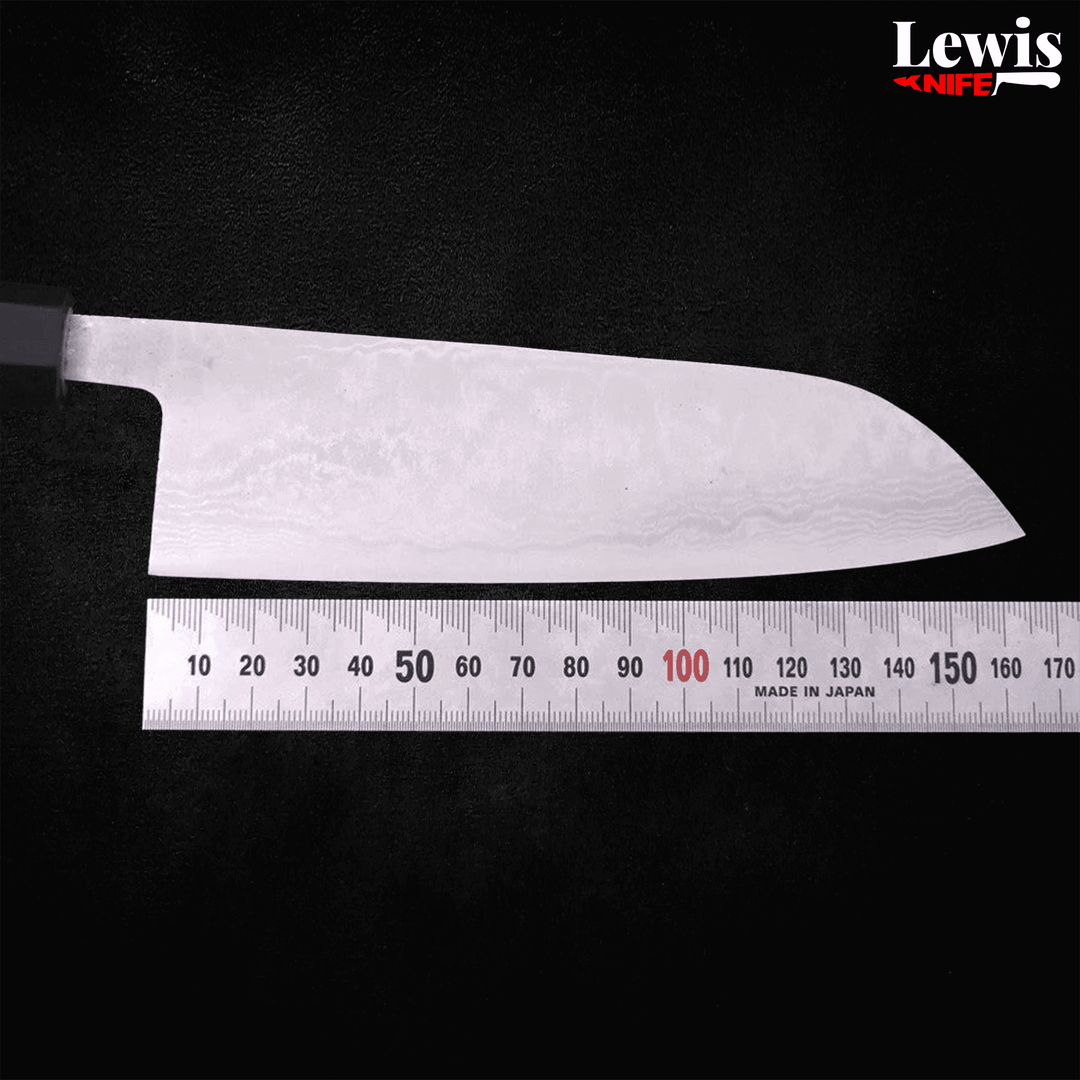 Santoku Blue Super Damascus 165mm - Lewis Knife
