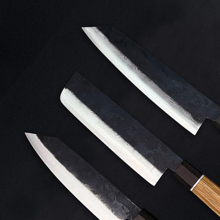 3-Piece Blue Steel Japanese Knife Set #1 Ebony Wood Handle - Lewis Knife
