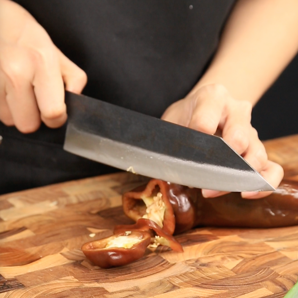 Bunka Blue Steel Ebony Wood Handle 185mm