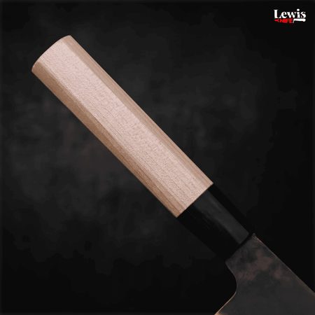 Bunka Blue Steel #1 Kurouchi Buffalo Magnolia Handle 190mm - Lewis Knife