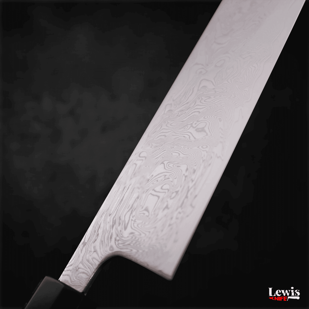 Bunka SLD Wave Nickel Damascus Buffalo Ebony Handle 170mm - Lewis Knife
