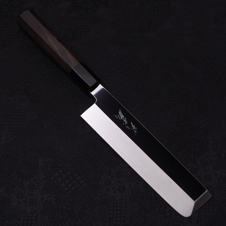 UsubaKanto-Honyaki-Silver-Steel-3-Mirror-Finish-Buffalo-Ebony-Handle-180mm-Silver-steel-3-Mirror-Japanese-Handle-Musashi-Japanese-Kitchen-Knives - Lewis Knife