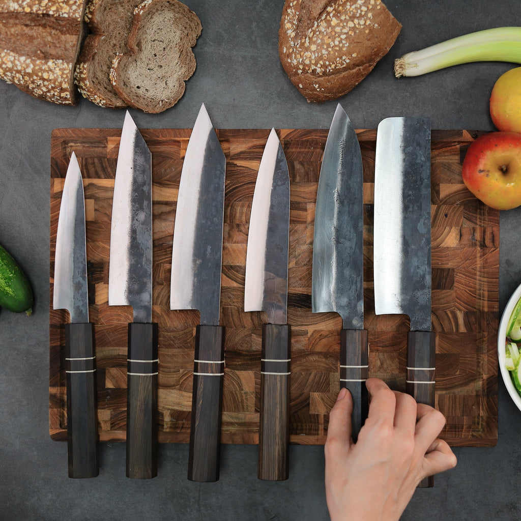 Bunka Blue Steel Ebony Wood Handle 185mm