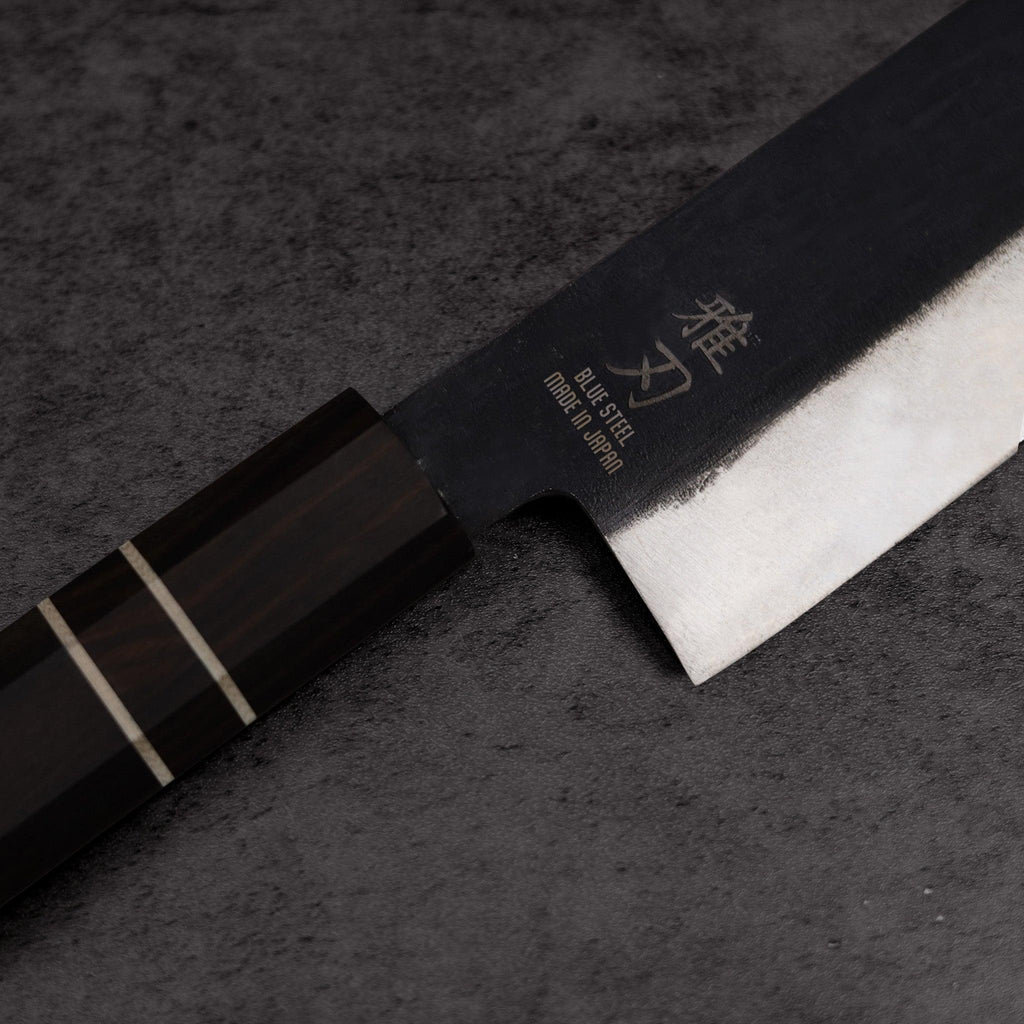 Santoku Blue Steel Ebony Wood Handle 170mm - Lewis Knife