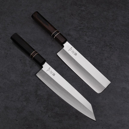 Bunka 215mm & Nakiri VG-10 Ebony Wood Handle Knife Set - Lewis Knife