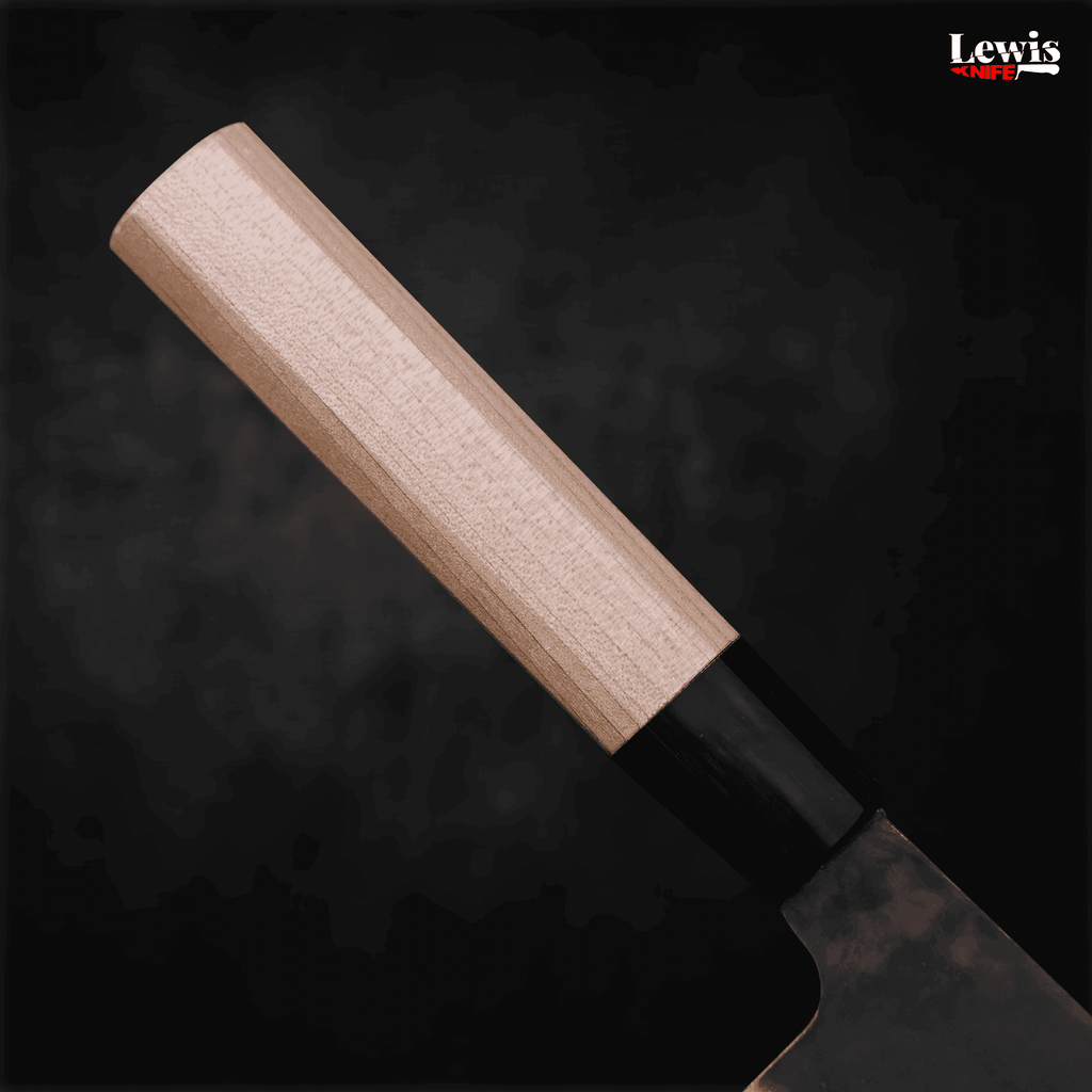 Bunka Blue steel #1 Kurouchi Stainless Clad Buffalo Magnolia Handle 190mm - Lewis Knife