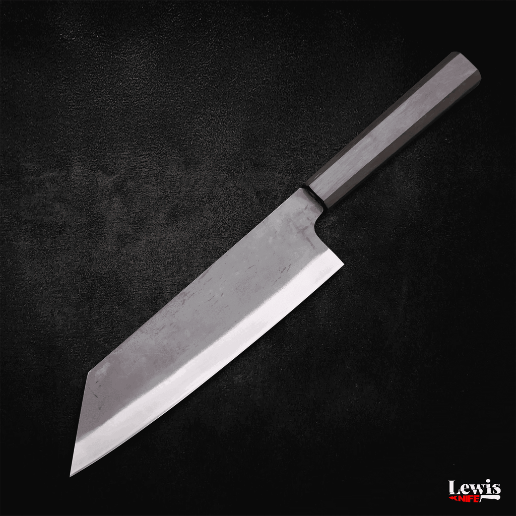 Bunka Blue steel #1 Kurouchi Stainless Clad Ebony Handle 190mm - Lewis Knife