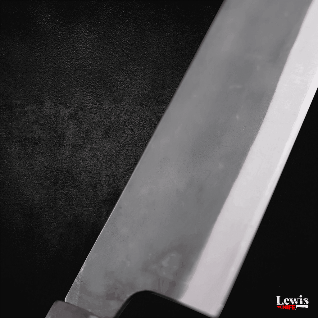 Bunka Blue steel #1 Kurouchi Stainless Clad Ebony Handle 190mm - Lewis Knife