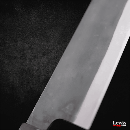 Bunka Blue steel #1 Kurouchi Stainless Clad Ebony Handle 190mm - Lewis Knife