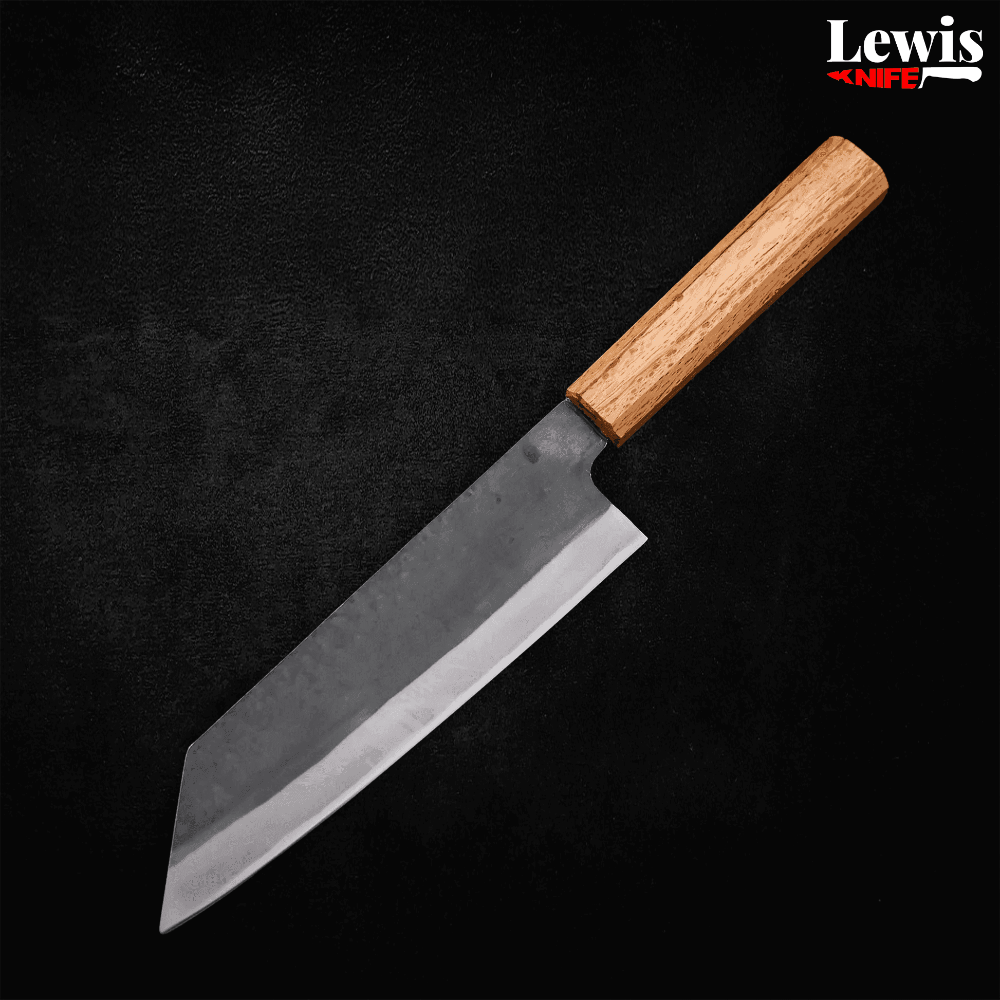 Bunka Blue steel #1 Kurouchi Stainless Clad Oak Handle 190mm - Lewis Knife