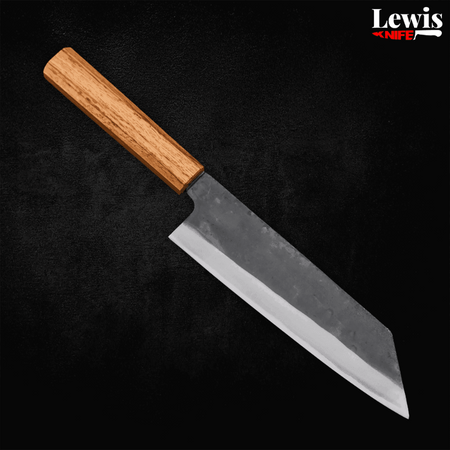 Bunka Blue steel #1 Kurouchi Stainless Clad Oak Handle 190mm - Lewis Knife