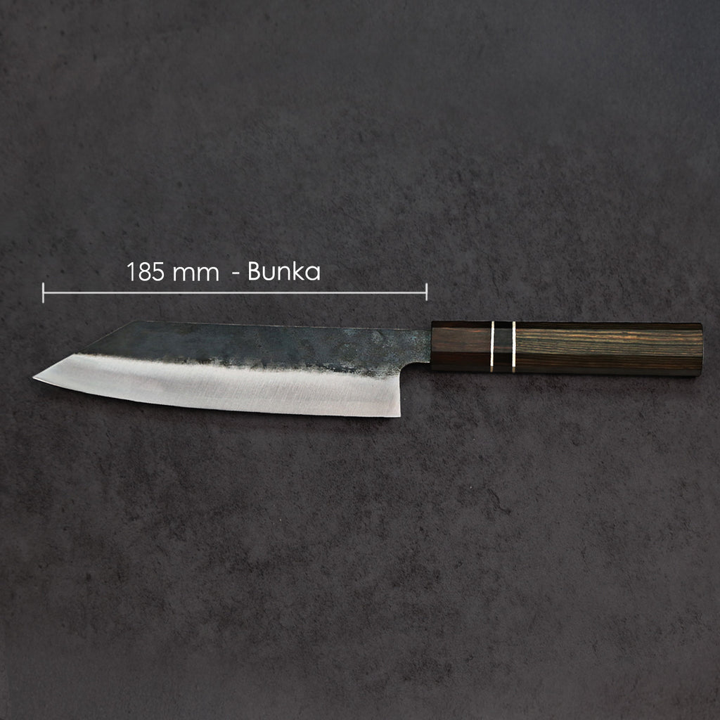 Bunka Blue Steel Ebony Wood Handle 185mm