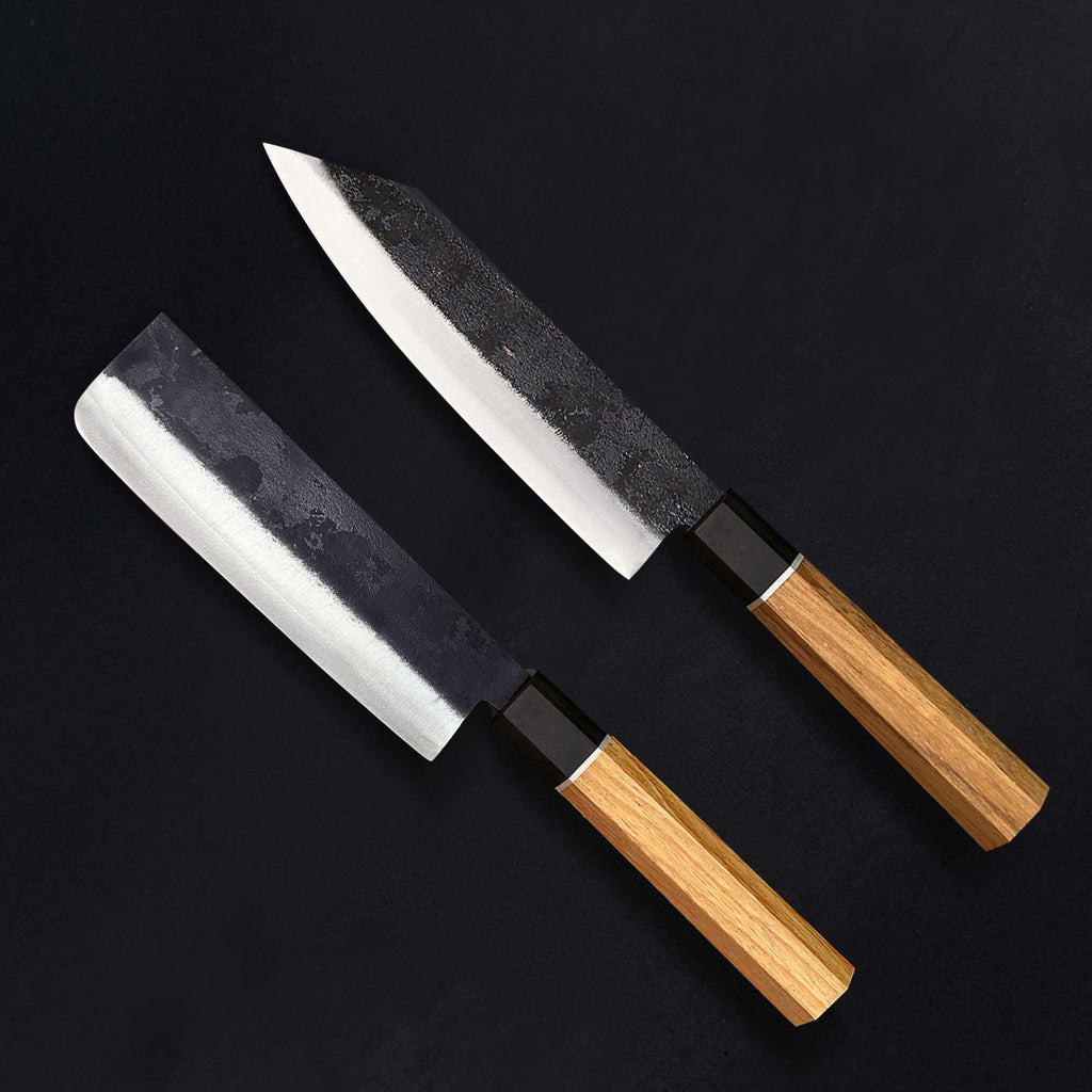 Bunka & Nakiri Japanese Blue Steel V3 Knife Set - Lewis Knife