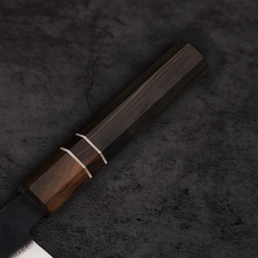 Santoku Blue Steel Ebony Wood Handle 170mm - Lewis Knife