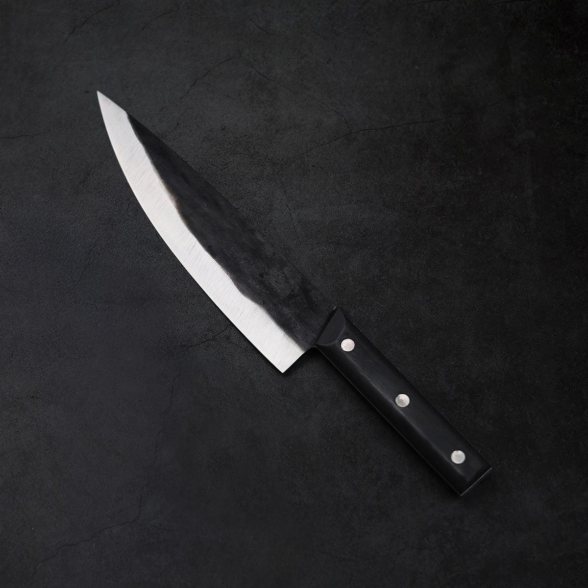 Edge Pro Chef Knife Carbon Steel #1 Black Ebony Wood Handle 221mm - Lewis Knife