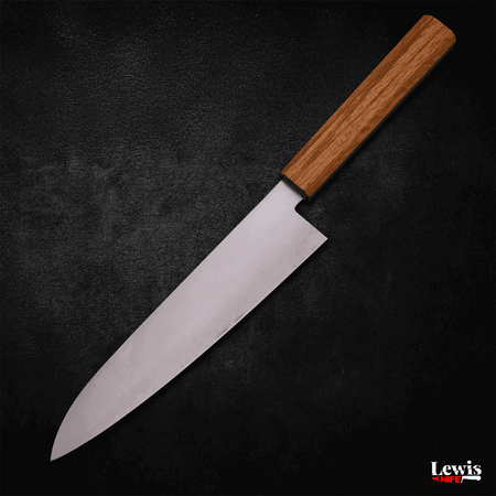 Gyuto AUS-10 Polished Oak Handle 210mm - Lewis Knife