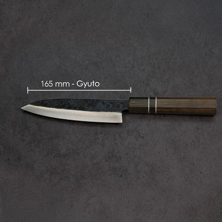 Gyuto Blue Steel Ebony Wood Handle 165mm - Lewis Knife
