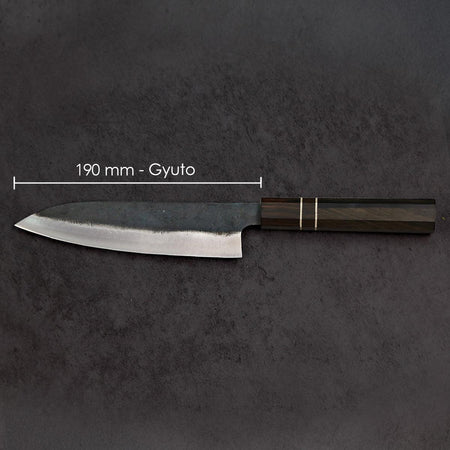 Gyuto Blue Steel Ebony Wood Handle 190mm - Lewis Knife