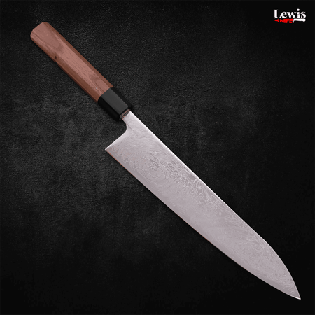 Gyuto SLD Wave Nickel Damascus Walnut Handle 240mm - Lewis Knife