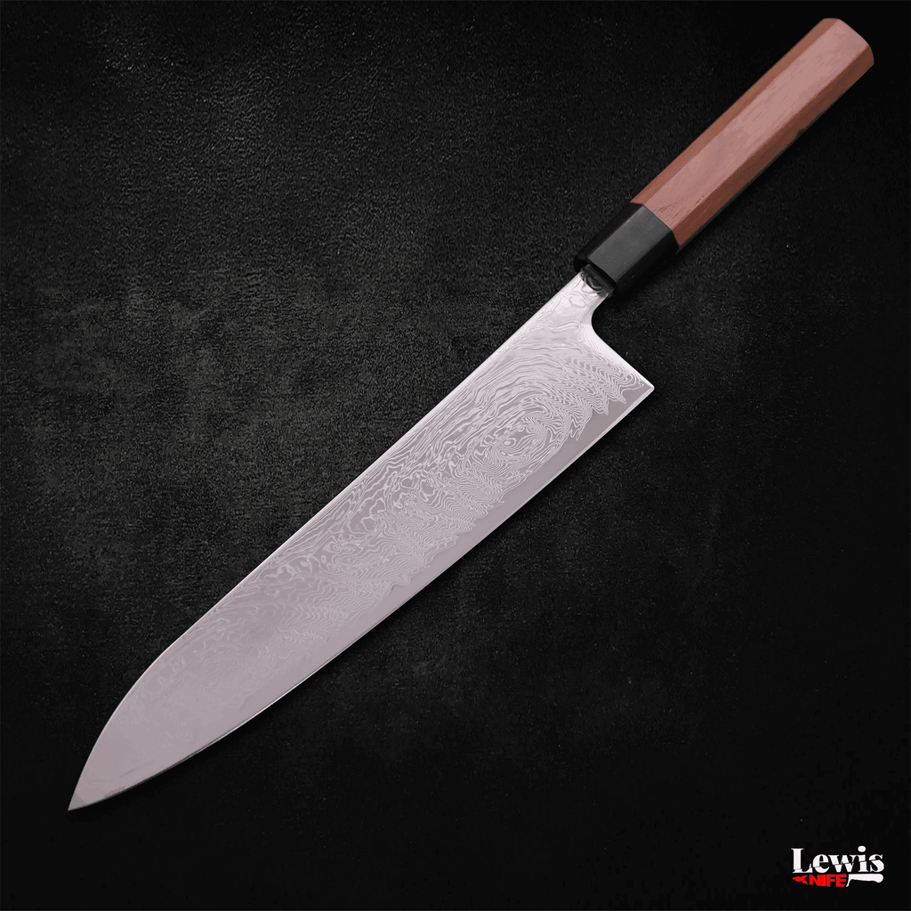 Gyuto SLD Wave Nickel Damascus Walnut Handle 240mm - Lewis Knife
