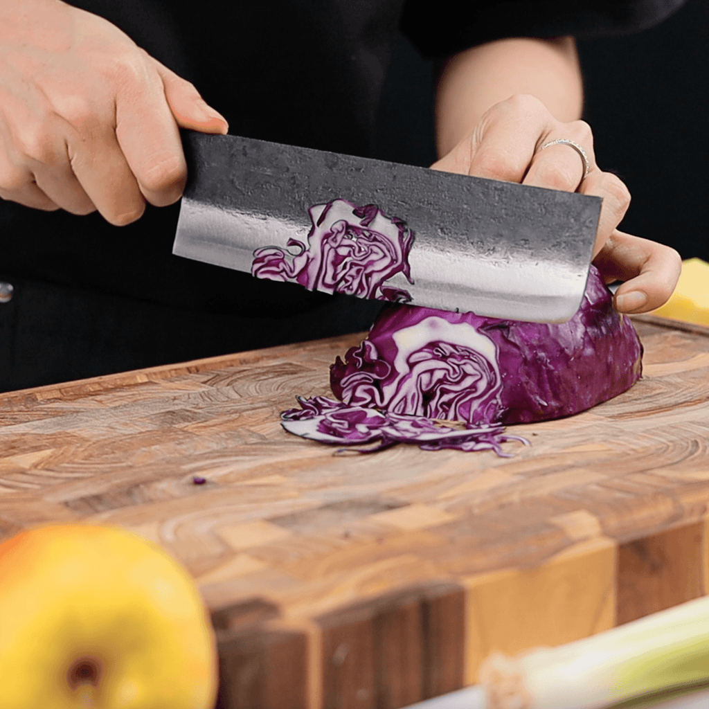 Nakiri Blue Steel Ebony Wood Handle 180mm - Lewis Knife