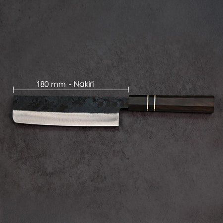 Nakiri Blue Steel Ebony Wood Handle 180mm - Lewis Knife