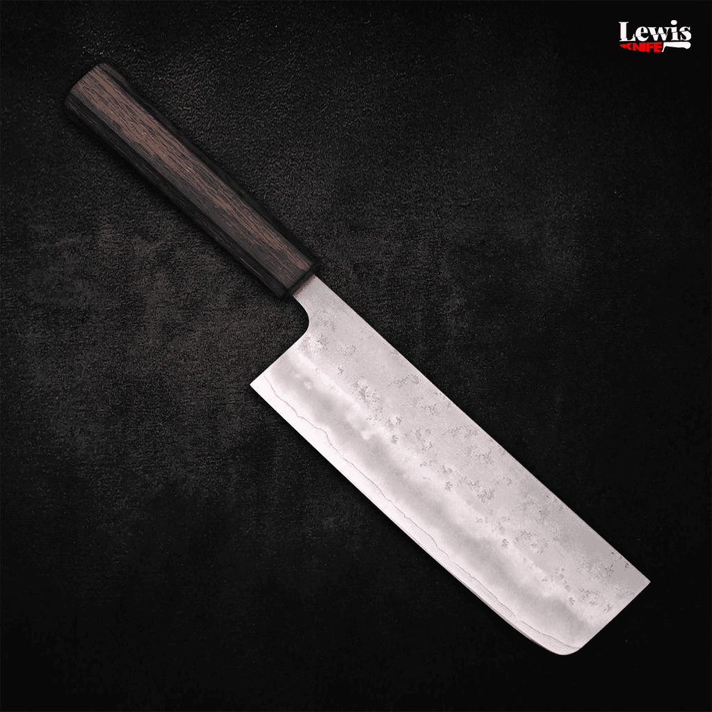 Nakiri Silver Steel #3 Nashiji Sumi Urushi Handle 165mm - Lewis Knife
