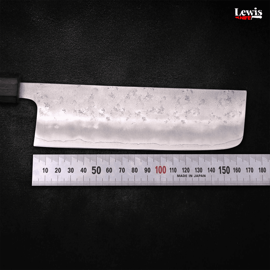 Nakiri Silver Steel #3 Nashiji Sumi Urushi Handle 165mm - Lewis Knife